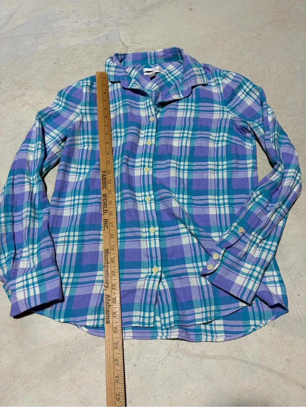J. Crew boy style Plaid Button-Up Long-Sleeve Shirt in Purple & Blue 4